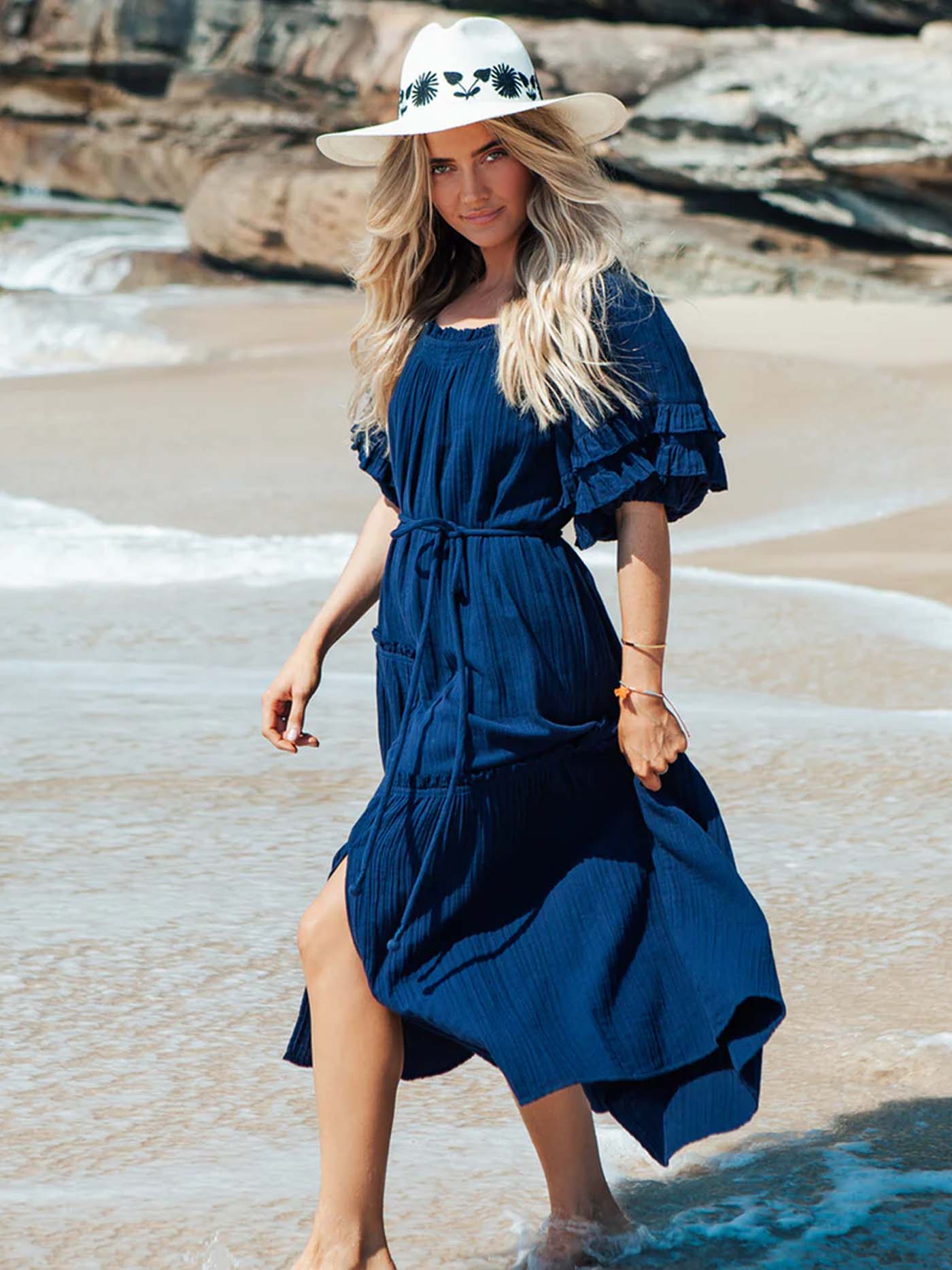 Navy Martina Ruffle Dress