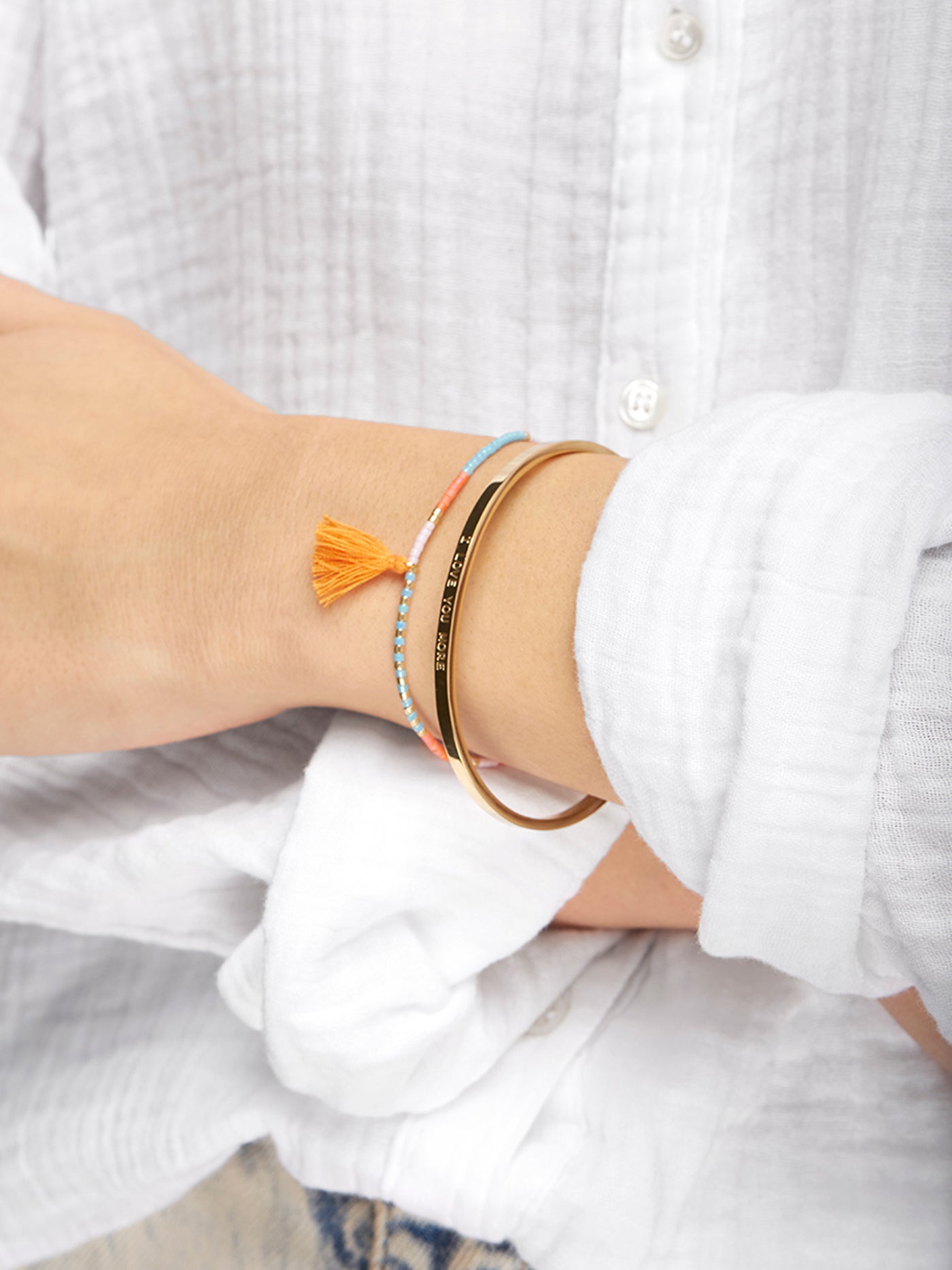 Beaded ChaChi Bracelet with Orange Tassel