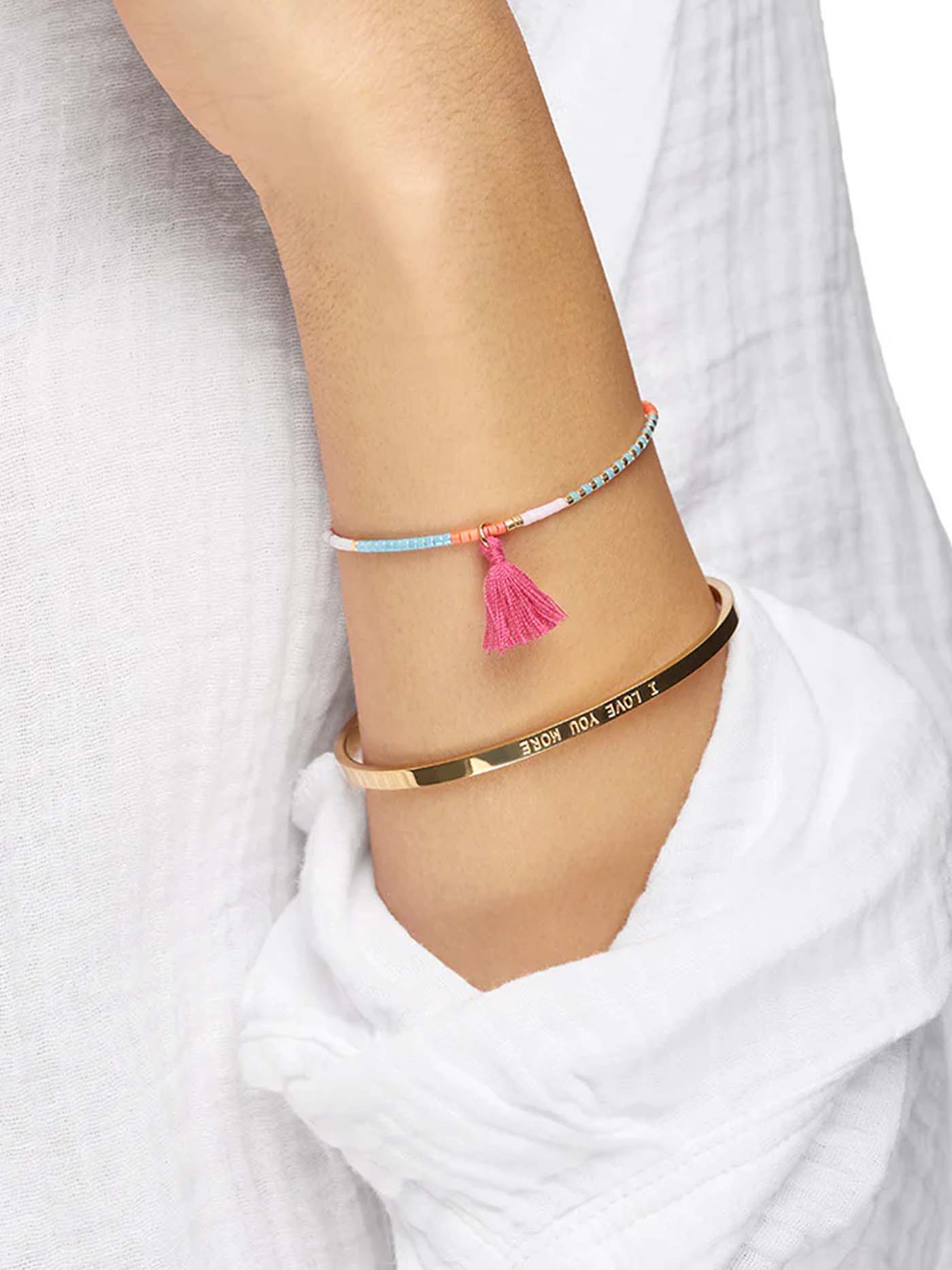 Beaded ChaChi Bracelet with Pink Tassel