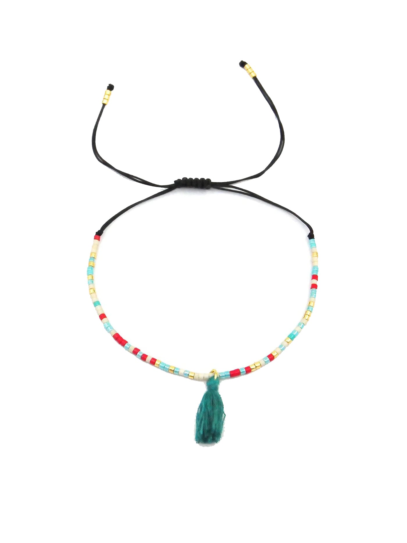 Multi Coloured ChaChi Bracelet with Torquoise Tassel