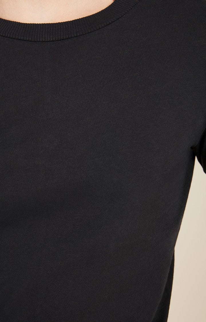 Long Sleeve Round Neck Tee in White