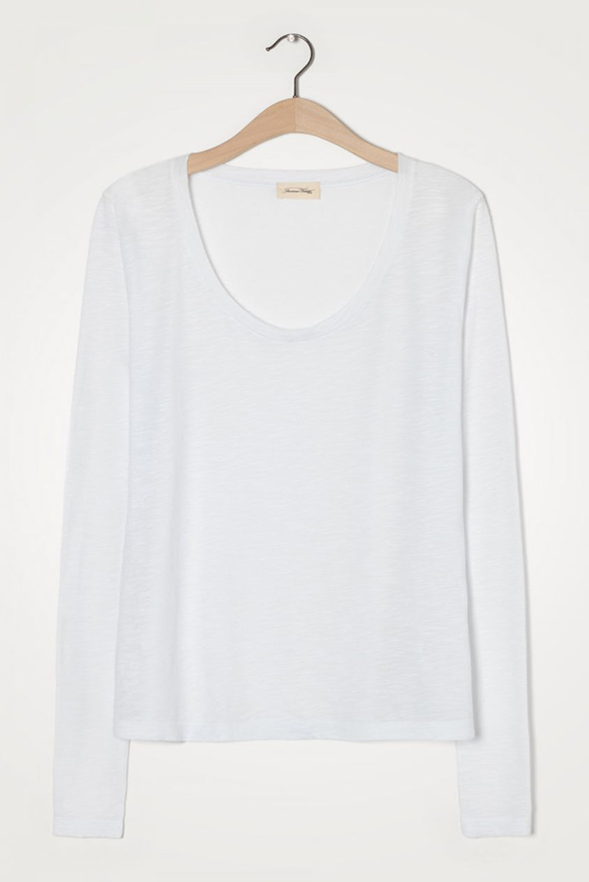 White Long Sleeve Round Neck Tee