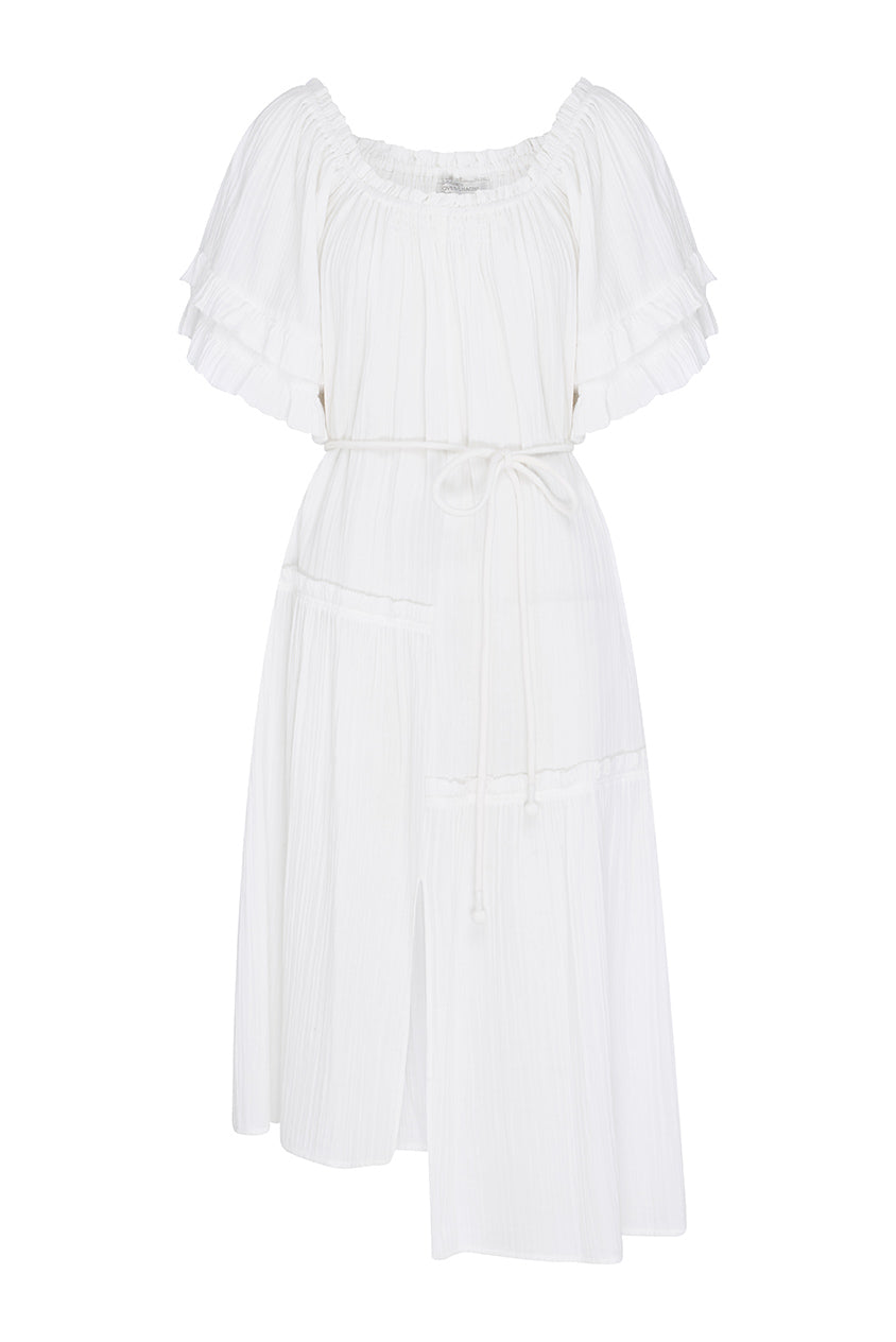 White Martina Ruffle Dress