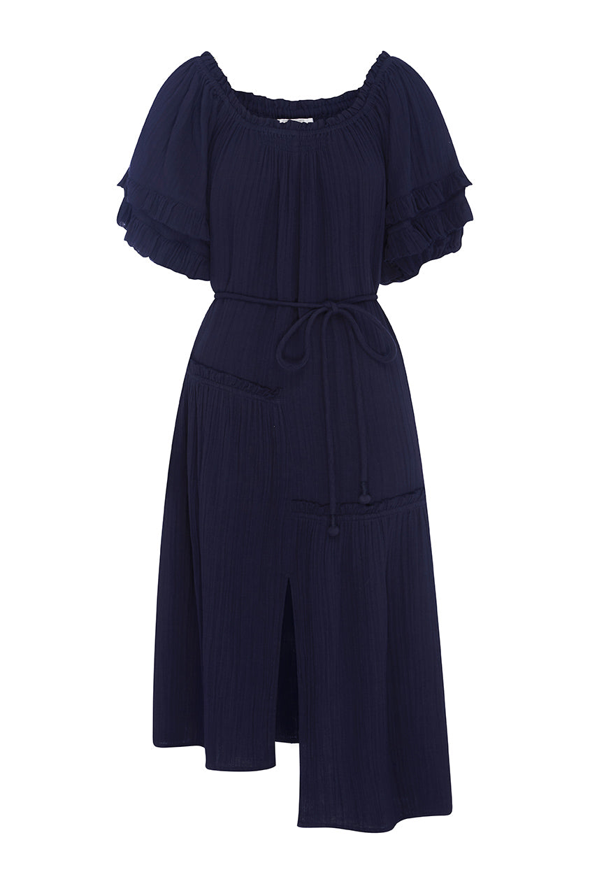 Navy Martina Ruffle Dress