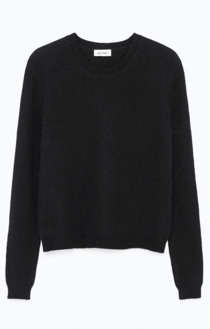 Round Neck Jumper in Black (M)