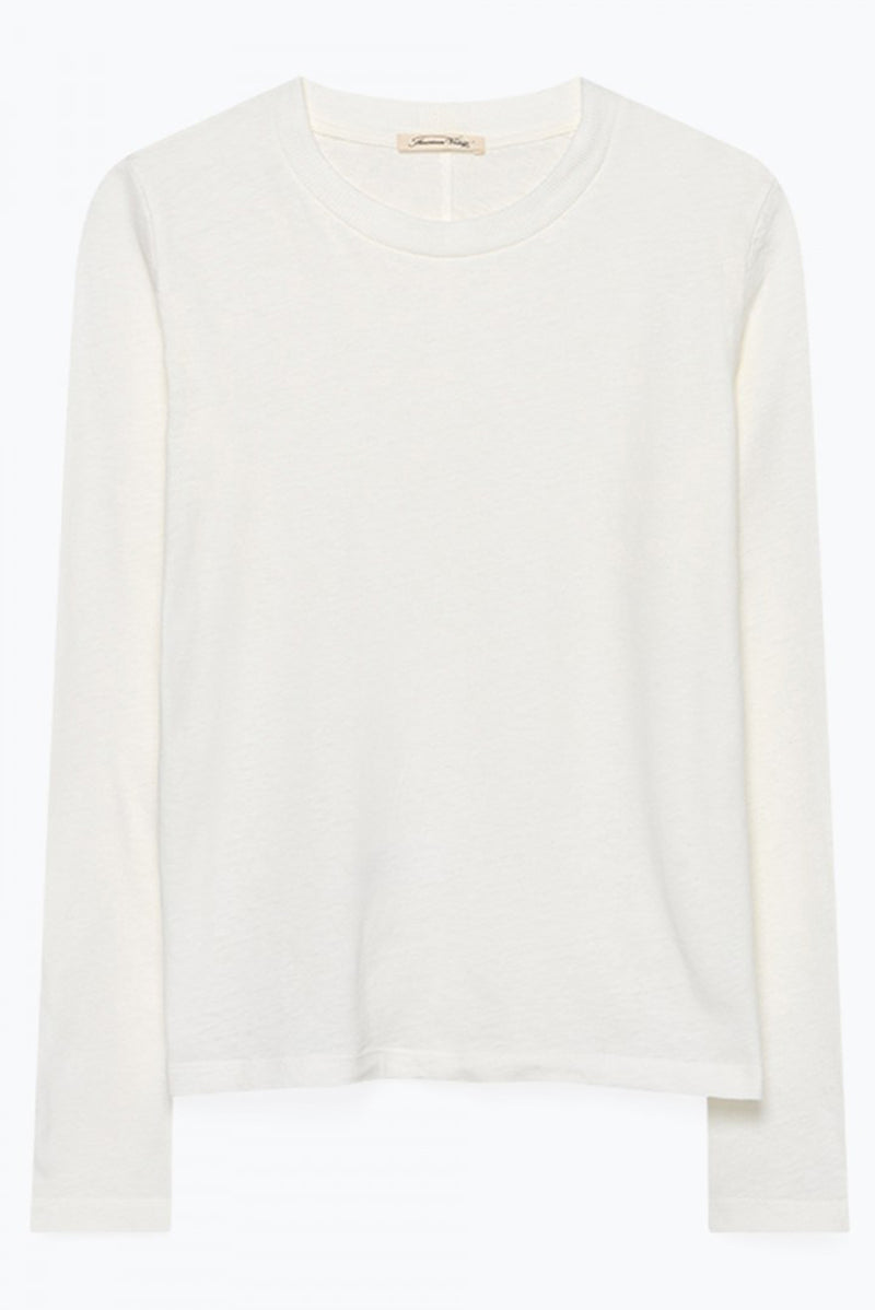 Long Sleeve Round Neck Tee in White