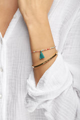 Multi Coloured ChaChi Bracelet with Torquoise Tassel