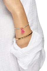 Beaded ChaChi Bracelet with Pink Tassel