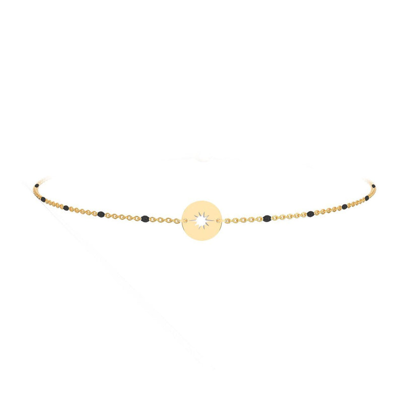 Star Pendant Bracelet with Black beads